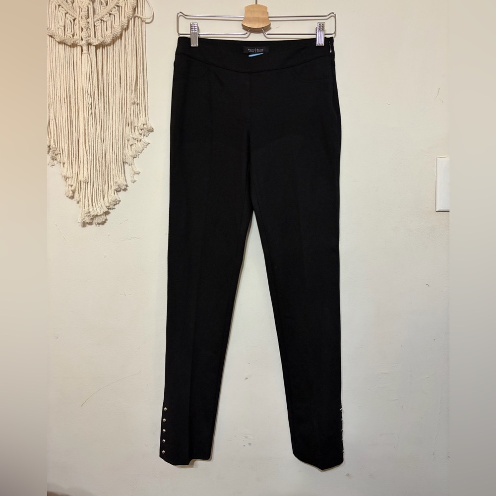 White House Black Market Black Skinny Pull-On Pants with Ankle Studs